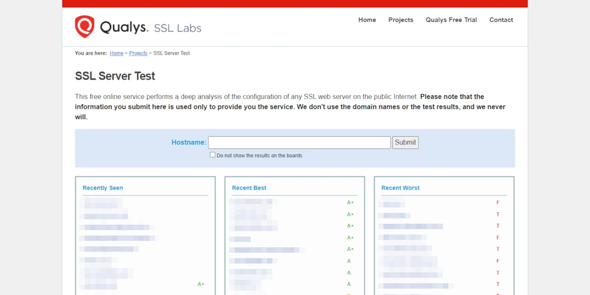 SSL Server Test（Powered by Qualys SSL Labs）