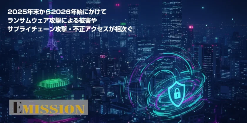 2025年末から2026年始にかけてランサムウェア攻撃による被害やサプライチェーン攻撃・不正アクセスが相次ぐ